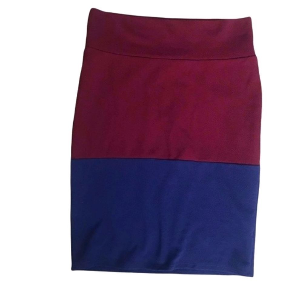 Lularoe  Cassie Pencil Skirt Maroon & Navy NEW